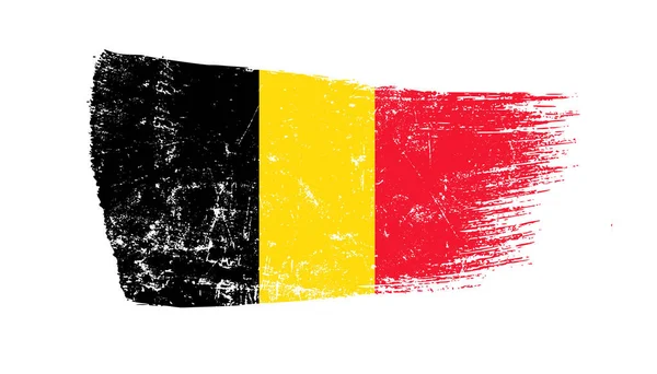 Grunge Pinselstrich Mit Belgischer Flagge — Stockfoto