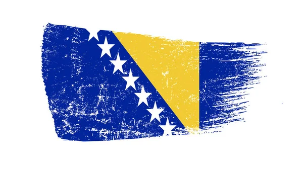 Grunge Bosna Bayrağıyla Fırça Darbesi — Stok fotoğraf