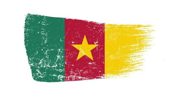 Грубая Щетка Камерунскими Флагами — стоковое фото