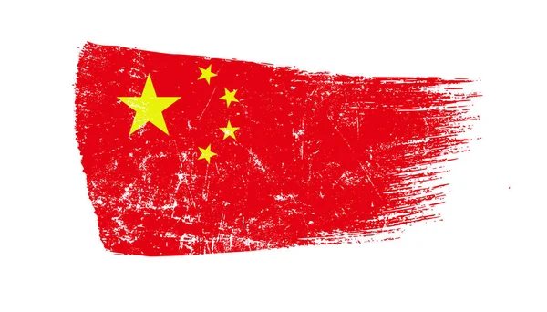 Grunge Brush Stroke Con Bandera China —  Fotos de Stock