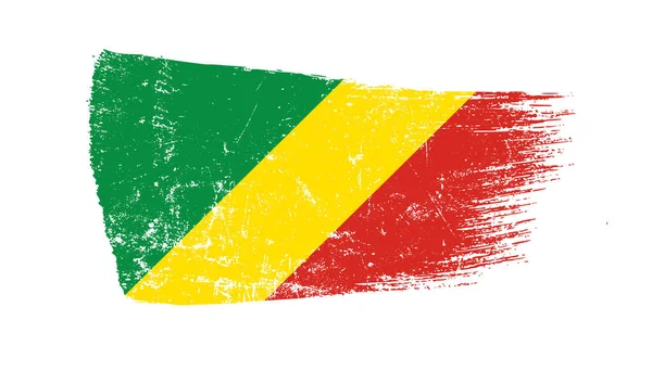 Grunge Brush Stroke Met Congo Republiek Vlag — Stockfoto
