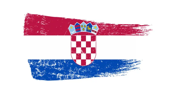 Pincel Grunge Curso Com Bandeira Croácia — Fotografia de Stock