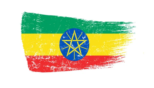 Grunge Brush Stroke Ethiopia Flag — стокове фото