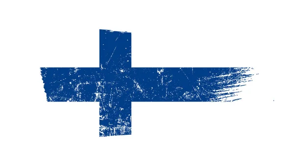 Grunge Finlandiya Bayrağıyla Fırça Darbesi — Stok fotoğraf