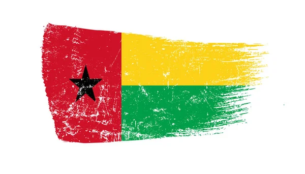 Coup Pinceau Grunge Avec Drapeau Guinée Bissau — Photo