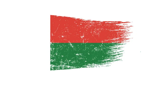 Zdvih Štětce Grunge Madagaskarskou Vlajkou — Stock fotografie