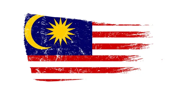 Grunge Brush Stroke Σημαία Μαλαισίας — Φωτογραφία Αρχείου