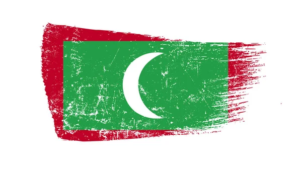 Grunge Brush Stroke Maldív Szigetekkel Zászló — Stock Fotó