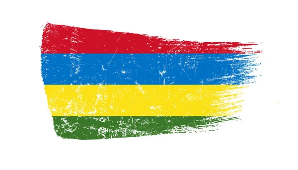 Grunge Brush Stroke Mauritius Zászlóval — Stock Fotó