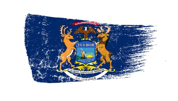 Grunge Brush Stroke Michigan Flag — 스톡 사진