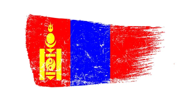 Grunge Pinselstrich Mit Mongolei Flagge — Stockfoto