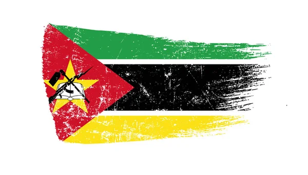 Grunge Brush Stroke Met Mozambique Vlag — Stockfoto