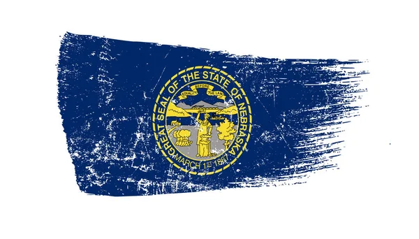 Grunge Pinselstrich Mit Nebraska Flagge — Stockfoto