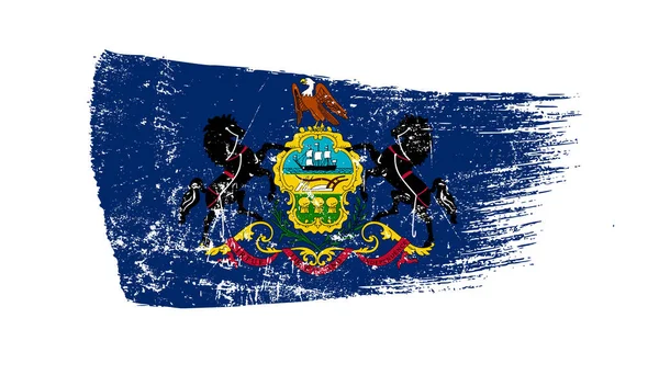 Grunge Brush Stroke Flagą Pensylwanii — Zdjęcie stockowe