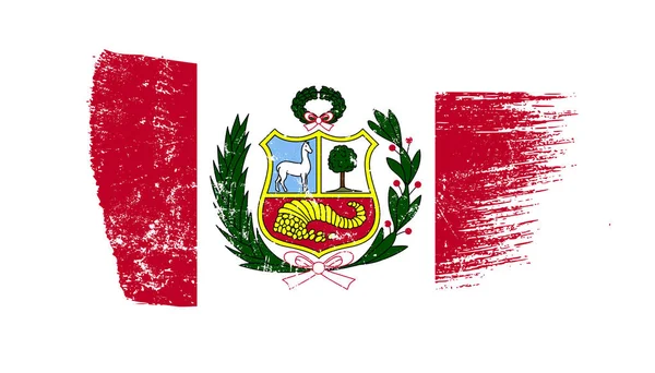 Pincel Grunge Com Bandeira Peru — Fotografia de Stock