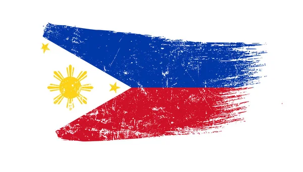 Grunge Filipin Bayrağıyla Fırça Vuruşu — Stok fotoğraf