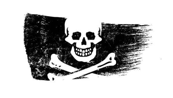 Grunge Brush Stroke Con Bandera Piratas — Foto de Stock