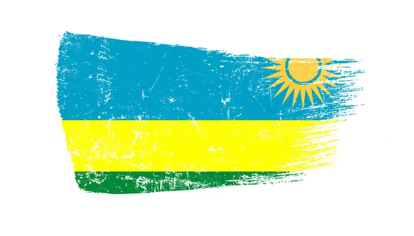 Grunge Brush Stroke Met Rwanda Vlag — Stockfoto