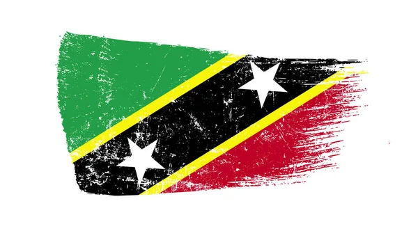 Pincel Grunge Curso Com São Cristóvão Bandeira Nevis — Fotografia de Stock