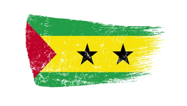 Grunge Brush Stroke Sao Tome Flag — стокове фото