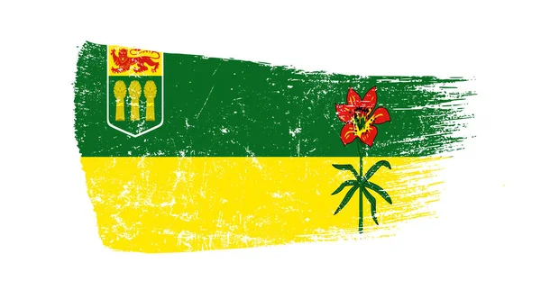 Pincel Grunge Com Bandeira Saskatchewan — Fotografia de Stock