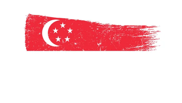Grunge Fırça Vuruşu Singapur Bayrağı — Stok fotoğraf