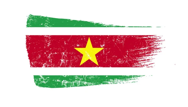 Pincel Grunge Com Bandeira Suriname — Fotografia de Stock