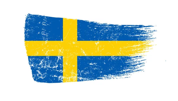 Grunge Brush Stroke Met Zweedse Vlag — Stockfoto