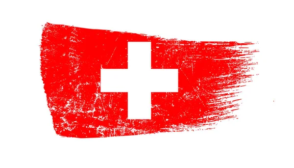 Grunge Fırça Vuruşu Sviçre Bayrağı — Stok fotoğraf
