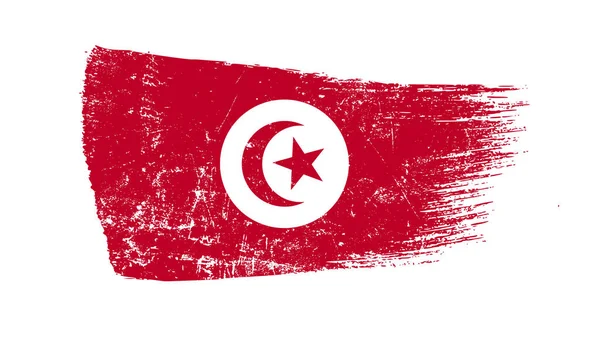 Grunge Fırça Vuruşu Tunus Bayrağı — Stok fotoğraf