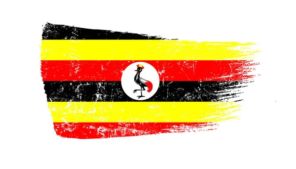 Pennellata Grunge Con Bandiera Uganda — Foto Stock