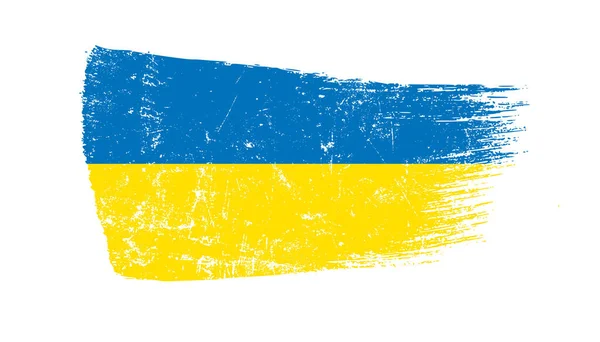 Pincel Grunge Curso Com Bandeira Ucrânia — Fotografia de Stock