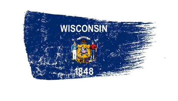 Grunge Brush Stroke Wisconsin Flag Designed Flag — Stock Photo, Image