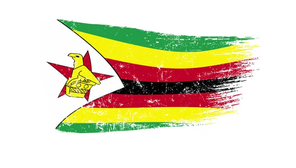 Grunge Brush Stroke Flagą Zimbabwe — Zdjęcie stockowe