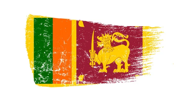 Grunge Brush Stroke Met Sri Lanka Vlag Rechtenvrije Stockafbeeldingen