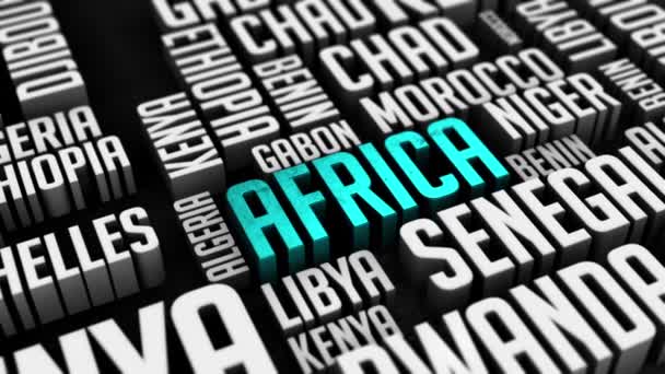 Słowo Chmura Krajów Afryki — Wideo stockowe