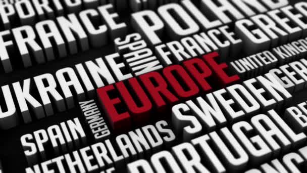 Európai Országok Word Cloud — Stock videók