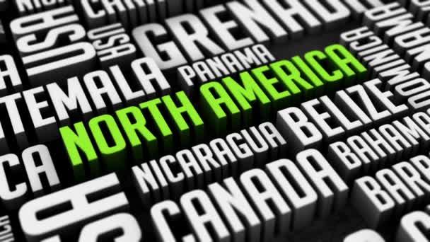 Észak Amerika Word Cloud — Stock videók