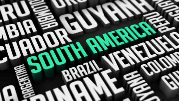 Güney Amerika Nın Kelime Bulutu — Stok video