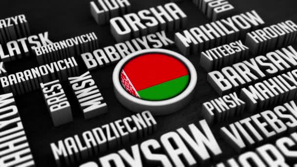 Bielorrusia Ciudades Word Cloud Collage — Vídeos de Stock