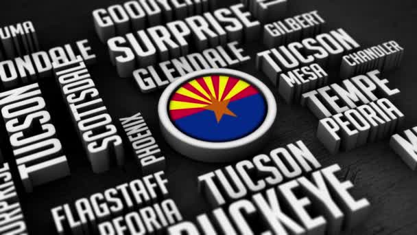 Lijst Van Steden Arizona State Usa Word Cloud Collage — Stockvideo