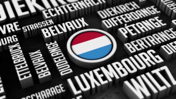 Luxemburg Städer Word Cloud Collage — Stockvideo