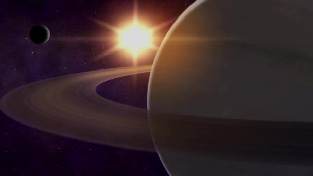 Animace Přístupu Sluneční Soustavy Saturn — Stock video
