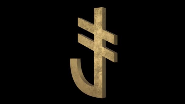 Символ Золотая Турецкая Лира Анимацией Вращения — стоковое видео