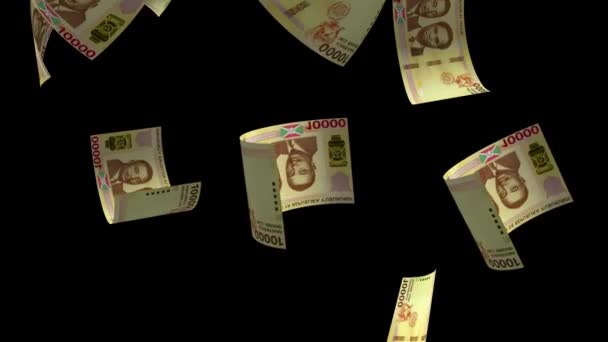 Caindo Burundi Dinheiro Notas Banco Animação Fundo — Vídeo de Stock