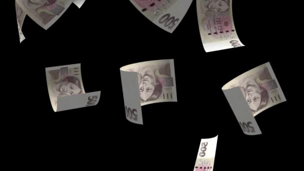 Düşen Danimarka Para Banknote Animasyon Arkaplanı — Stok video