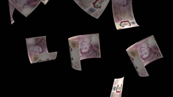英国の通貨下落 紙幣アニメーションの背景 — ストック動画