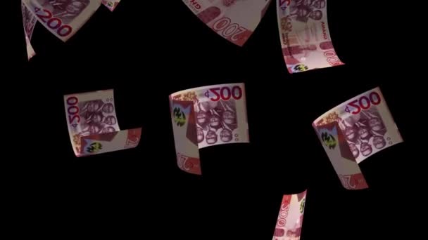 Caduta Ghana Denaro Banconote Animazione Background — Video Stock