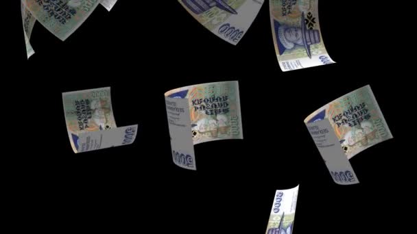 Spadające Islandzkie Pieniądze Banknot Animacja Tle — Wideo stockowe