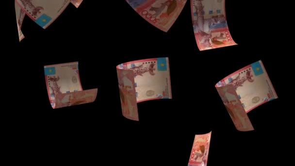 Düşen Kazakistan Para Banknote Animasyon Arkaplanı — Stok video